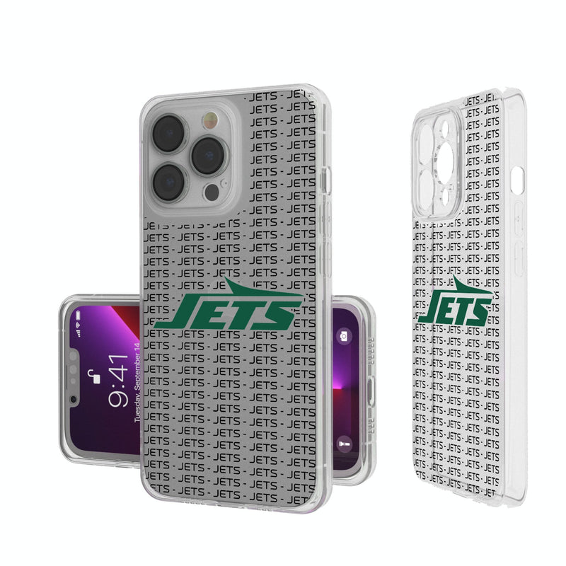 New York Jets Text Backdrop iPhone Clear Phone Case