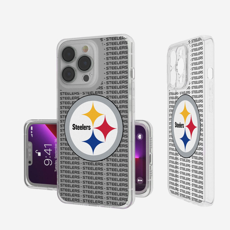 Pittsburgh Steelers Text Backdrop iPhone Clear Phone Case