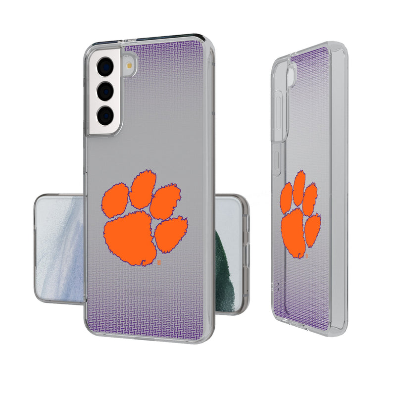 Clemson University Tigers Linen Galaxy Clear Phone Case for Samsung Galaxy