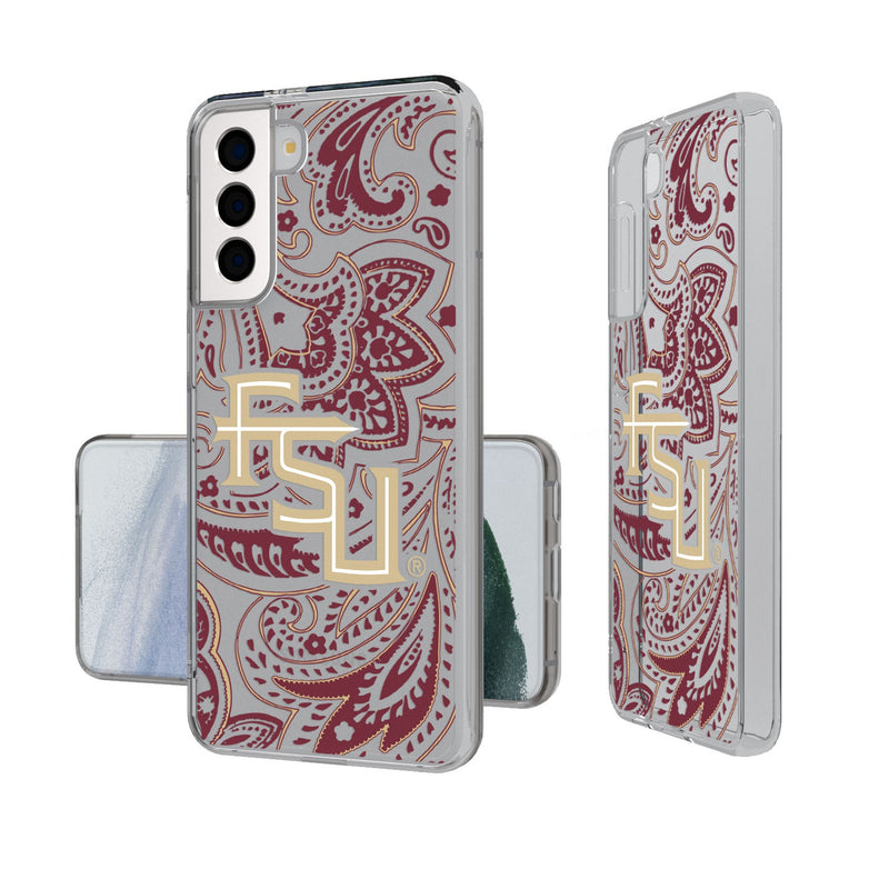 Florida State University Seminoles Athletic Wordmark Paisley Galaxy Clear Phone Case