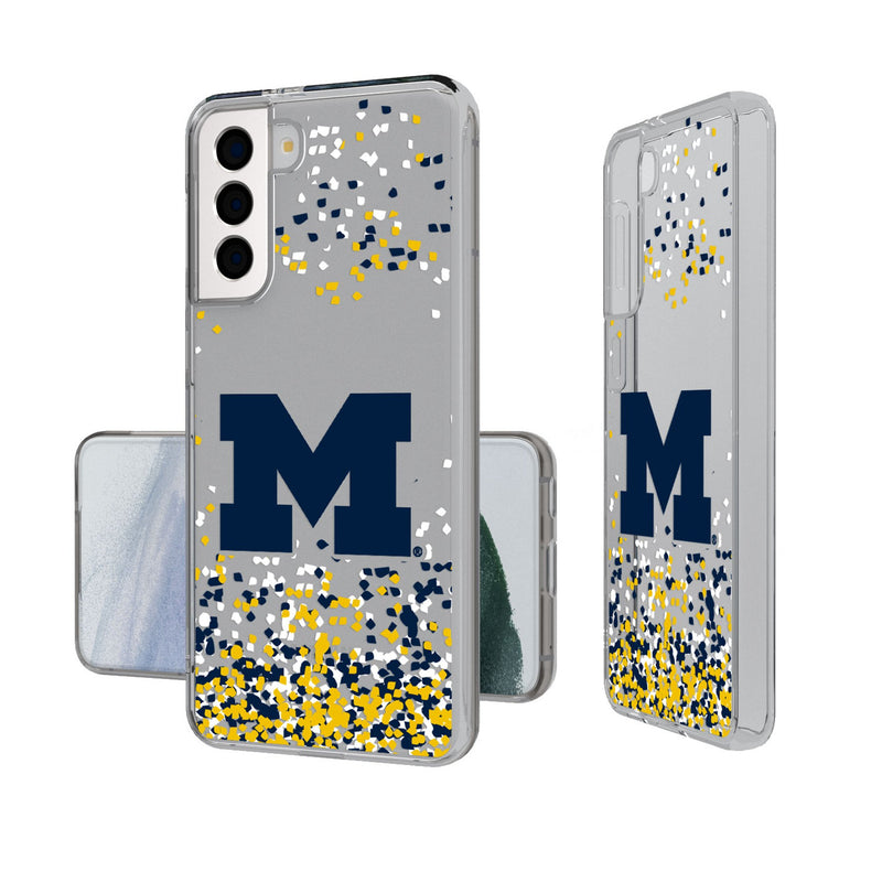 University of Michigan Wolverines Confetti Galaxy Clear Phone Case