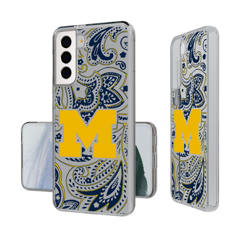 University of Michigan Wolverines Paisley Galaxy Clear Phone Case