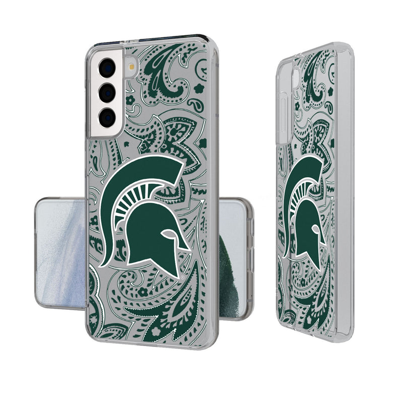 Michigan State University Spartans Paisley Galaxy Clear Phone Case