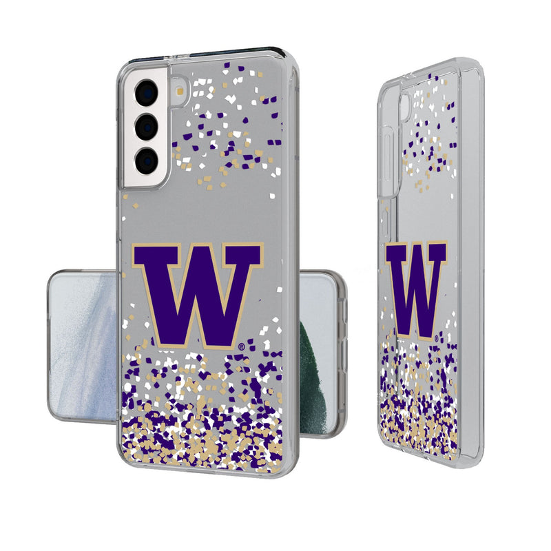 University of Washington Huskies Confetti Galaxy Clear Phone Case