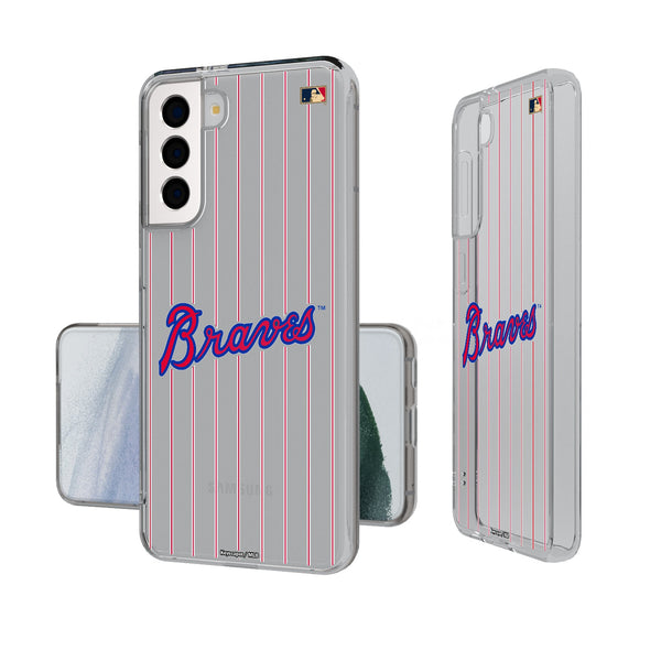 Atlanta Braves Home 2012 - Cooperstown Collection Pinstripe Galaxy Clear Phone Case