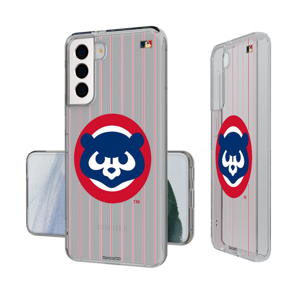 Chicago Cubs Home 1979-1993 - Cooperstown Collection Pinstripe Galaxy Clear Phone Case