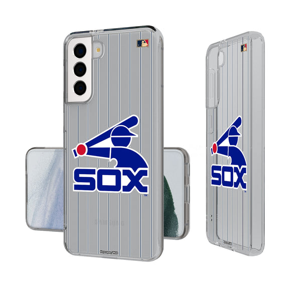 Chicago White Sox 1976-1981 - Cooperstown Collection Pinstripe Galaxy Clear Phone Case