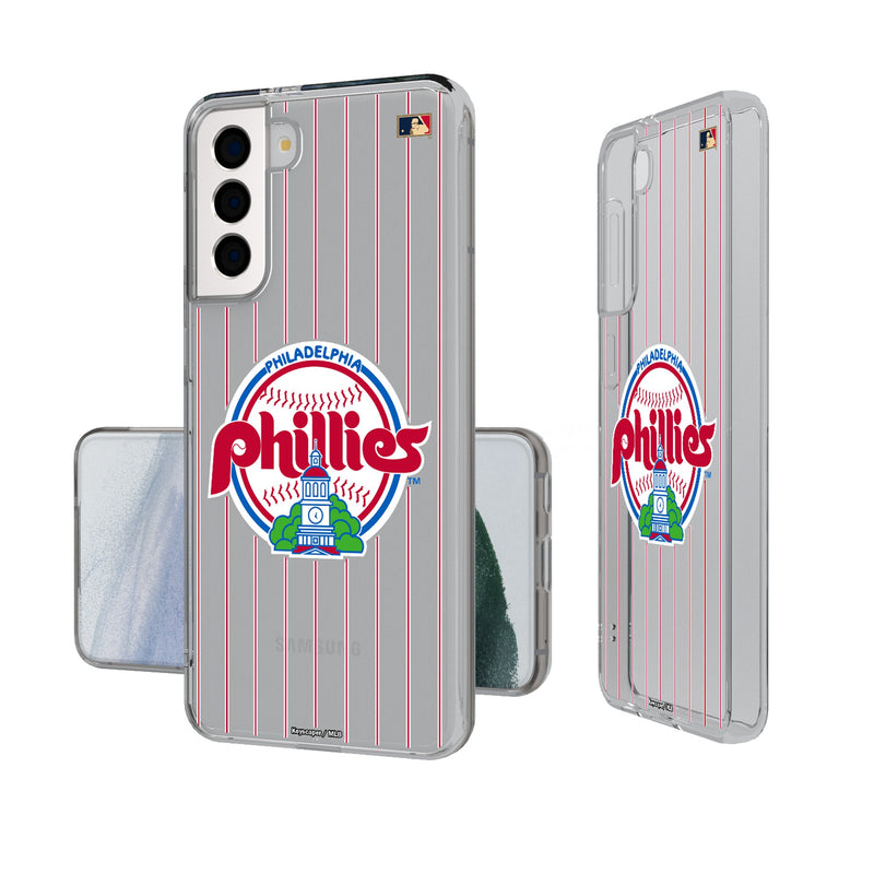 Philadelphia Phillies 1984-1991 - Cooperstown Collection Pinstripe Galaxy Clear Phone Case