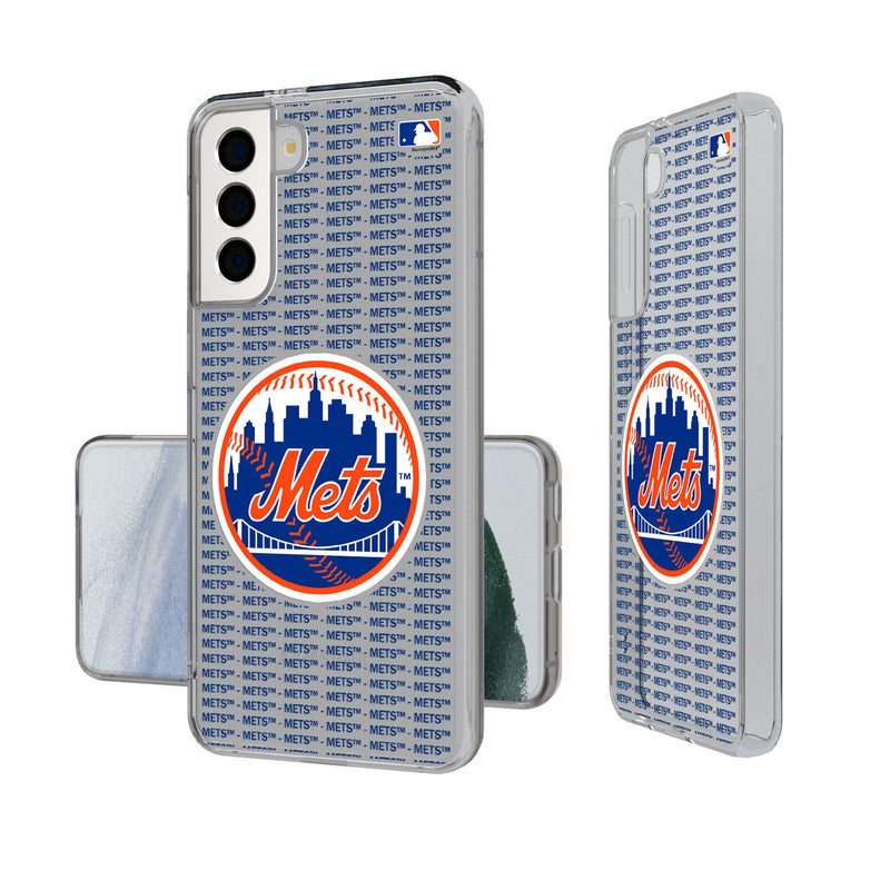 New York Mets Text Backdrop Galaxy Clear Phone Case