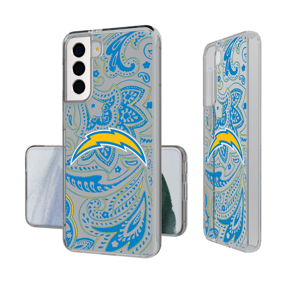 Los Angeles Chargers Paisley Galaxy Clear Phone Case