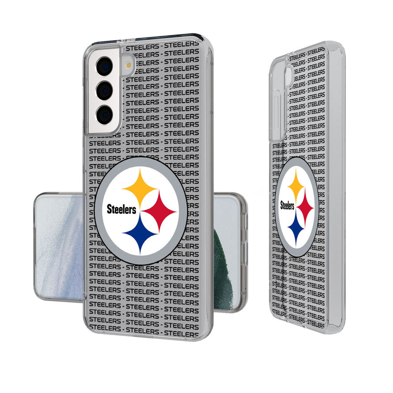 Pittsburgh Steelers Text Backdrop Galaxy Clear Phone Case