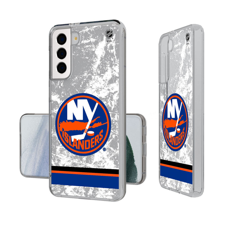 New York Islanders Ice Stripe Galaxy Clear Phone Case