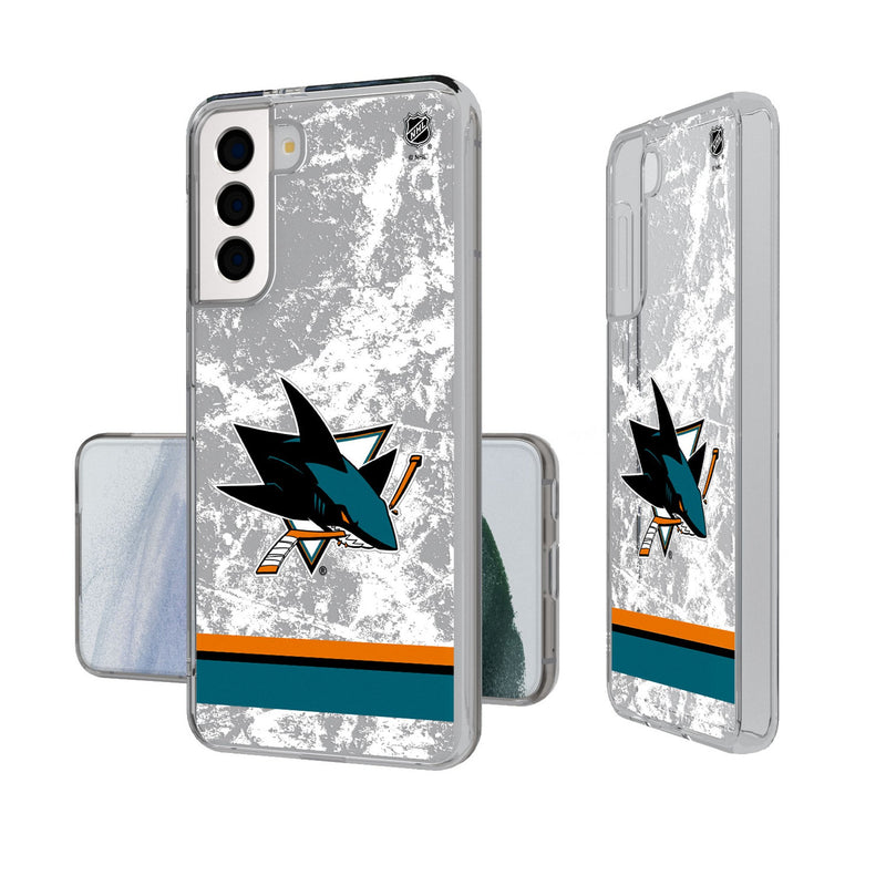 San Jose Sharks Ice Stripe Galaxy Clear Phone Case