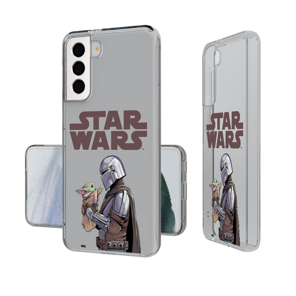 Star Wars: The Mandalorian Grogu and Din Djarin Color Block Galaxy Clear Phone Case