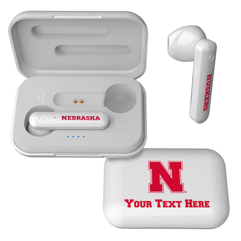 University of Nebraska Huskers Block N Personalized Insignia Wireless TWS Earbuds