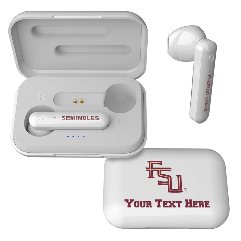 Florida State University Seminoles Athletic Wordmark Personalized Insignia Wireless TWS Earbuds