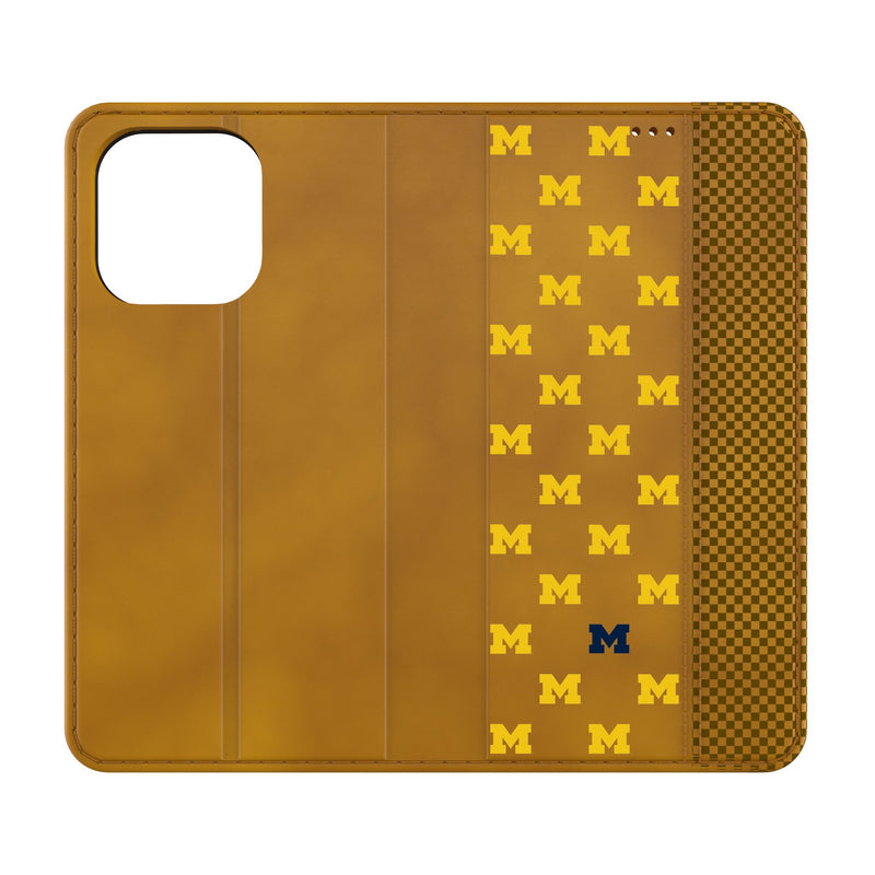 University of Michigan Wolverines Fashion Pattern iPhone Folio Phone Case for Apple iPhone