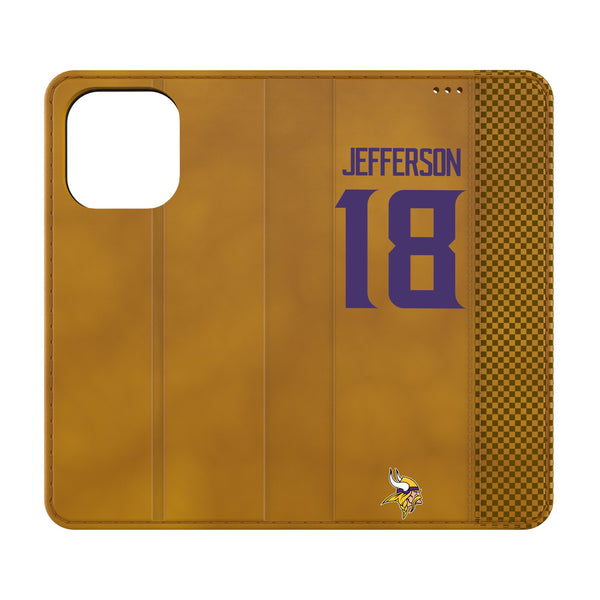 Justin Jefferson Minnesota Vikings 18 Game Tactic iPhone Folio Phone Case for Apple iPhone