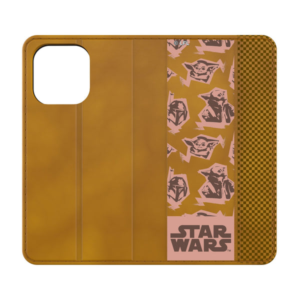 Star Wars: The Mandalorian Grogu Pattern iPhone Folio Phone Case