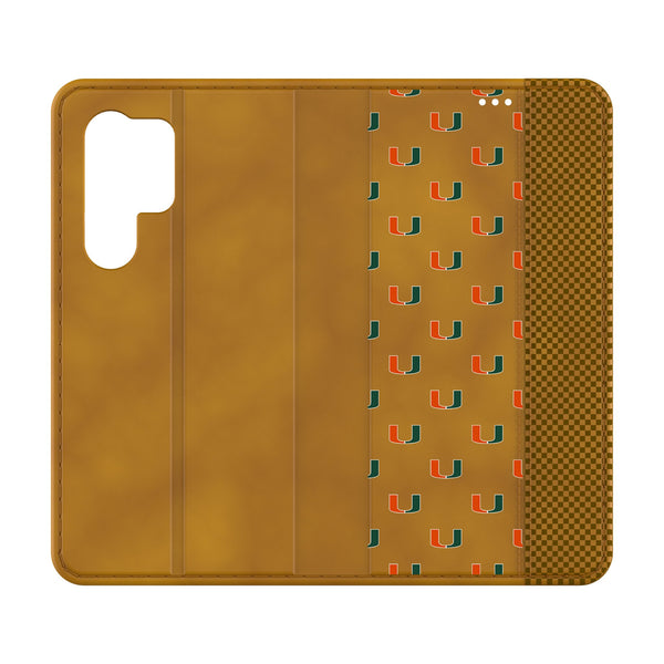 University of Miami Hurricanes Fashion Pattern Galaxy Folio Phone Case for Samsung Galaxy