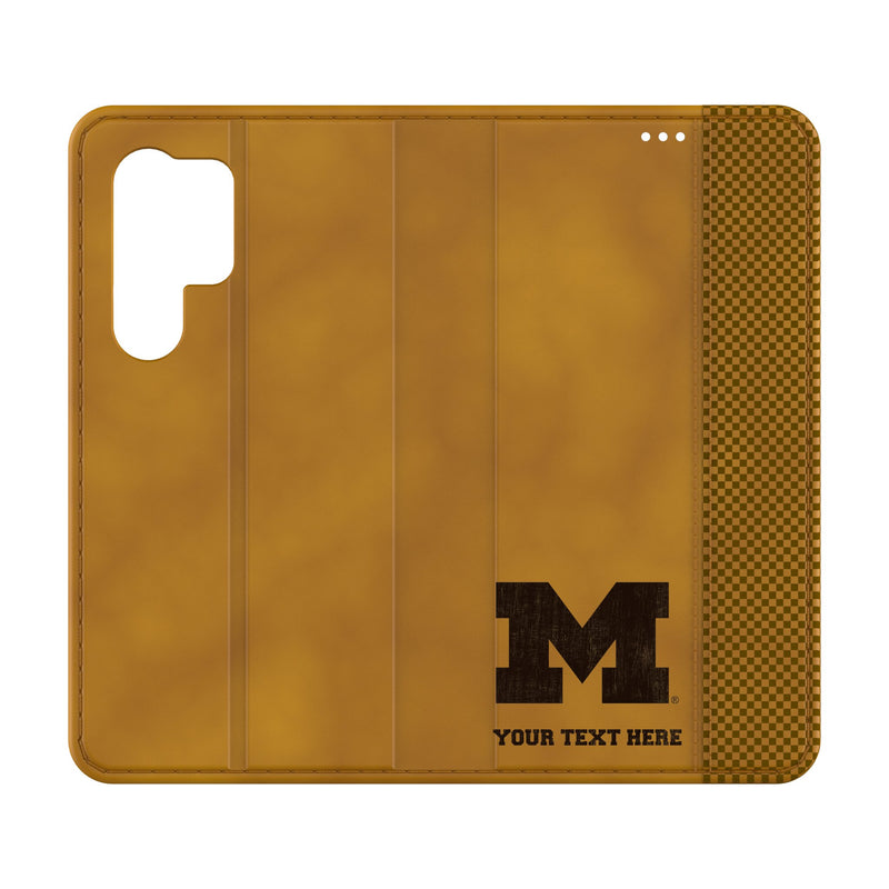 University of Michigan Wolverines Personalized Burn Galaxy Folio Phone Case for Samsung Galaxy