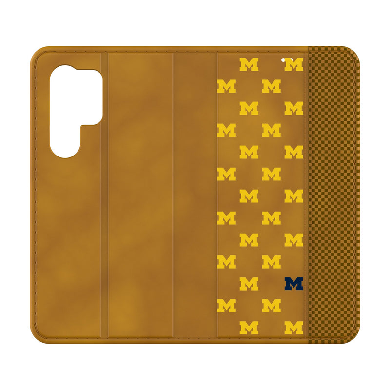 University of Michigan Wolverines Fashion Pattern Galaxy Folio Phone Case for Samsung Galaxy