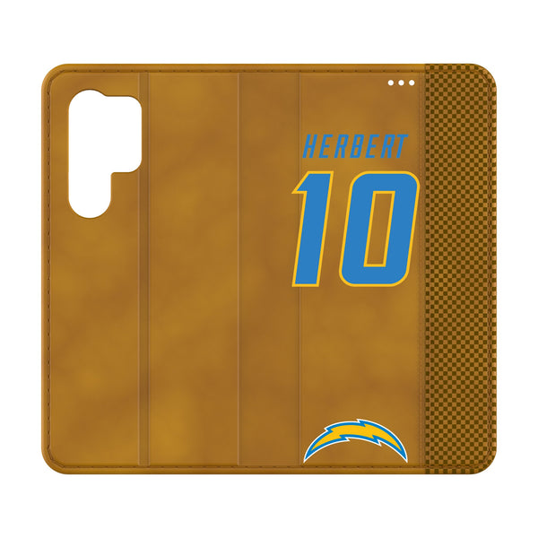 Justin Herbert Los Angeles Chargers 10 Game Tactic Galaxy Folio Phone Case for Samsung Galaxy