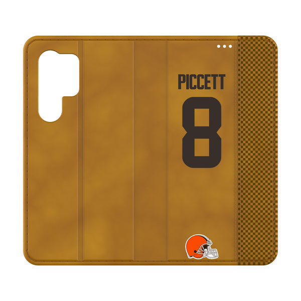 Kenny Pickett Cleveland Browns 8 Game Tactic Galaxy Folio Phone Case for Samsung Galaxy