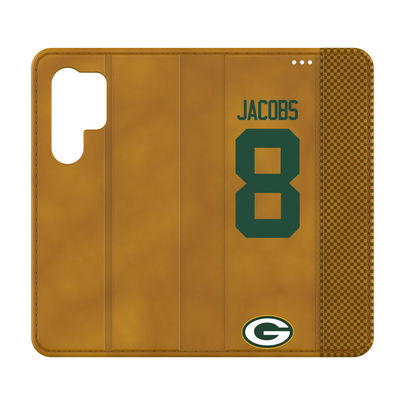 Josh Jacobs Green Bay Packers 8 Game Tactic Galaxy Folio Phone Case for Samsung Galaxy