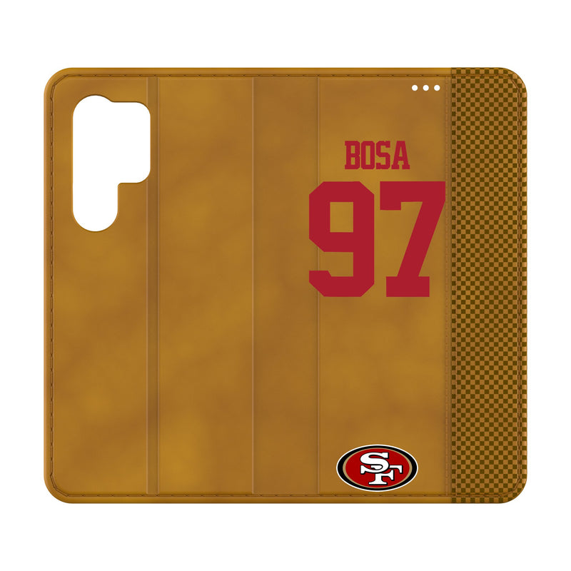 Nick Bosa San Francisco 49ers 97 Game Tactic Galaxy Folio Phone Case for Samsung Galaxy