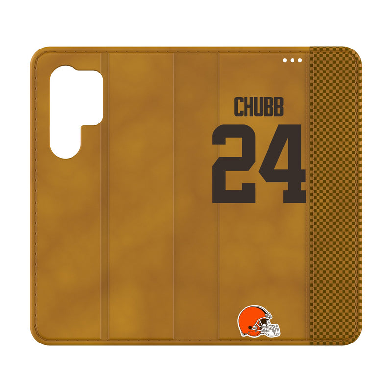 Nick Chubb Cleveland Browns 24 Game Tactic Galaxy Folio Phone Case for Samsung Galaxy
