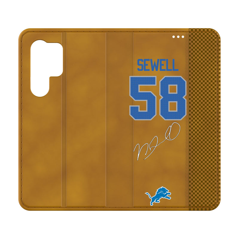 Penei Sewell Detroit Lions 58 Game Tactic Galaxy Folio Phone Case for Samsung Galaxy