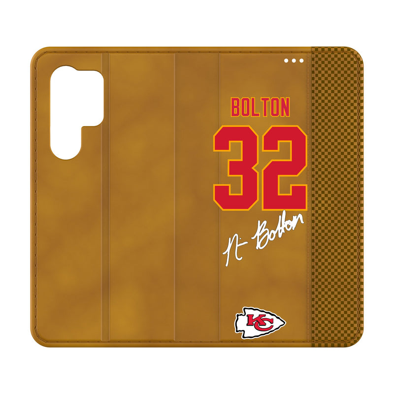 Nick Bolton Kansas City Chiefs 32 Game Tactic Galaxy Folio Phone Case for Samsung Galaxy