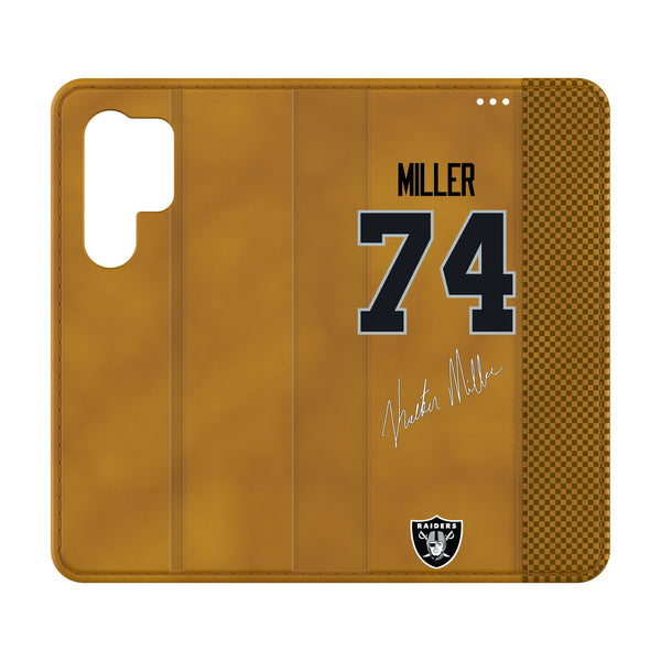 Kolton Miller Las Vegas Raiders 74 Game Tactic Galaxy Folio Phone Case for Samsung Galaxy