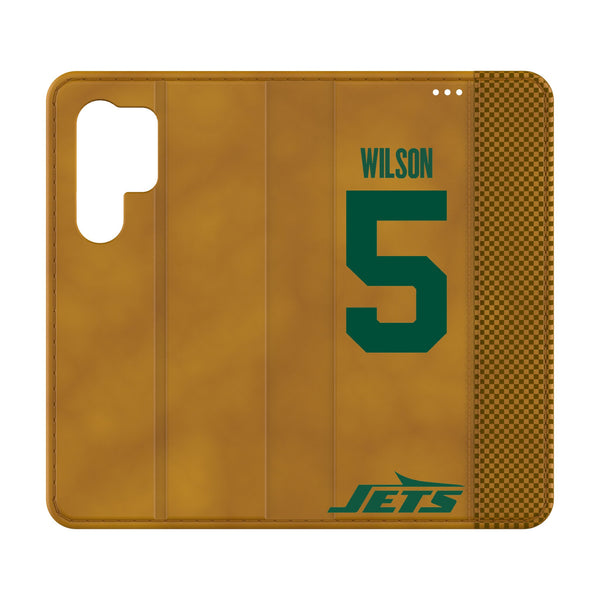 Garrett Wilson New York Jets 5 Game Tactic Galaxy Folio Phone Case for Samsung Galaxy