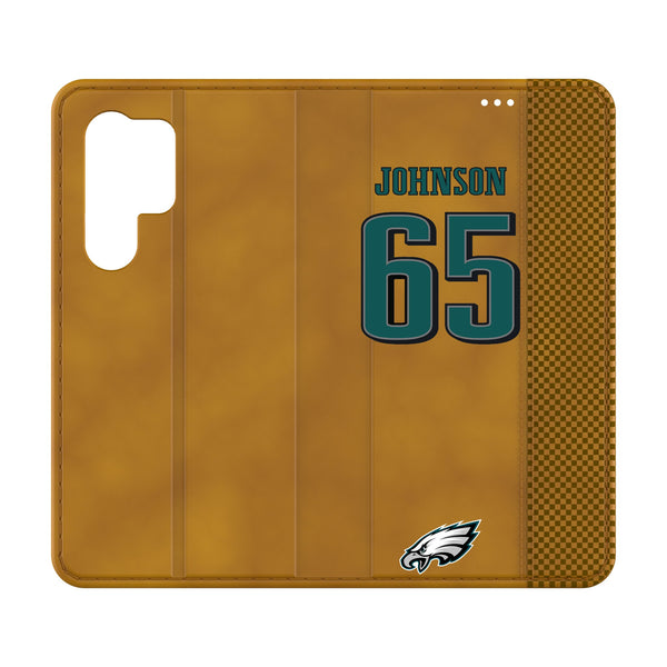 Lane Johnson Philadelphia Eagles 65 Game Tactic Galaxy Folio Phone Case for Samsung Galaxy