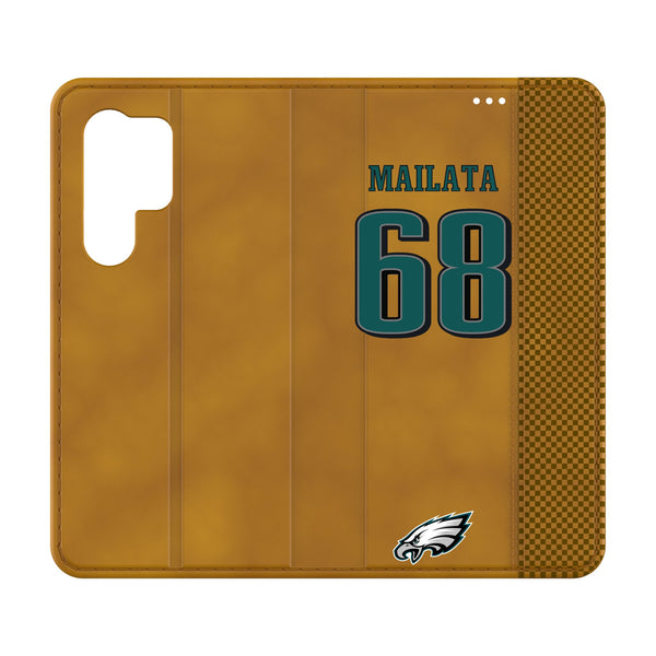 Jordan Mailata Philadelphia Eagles 68 Game Tactic Galaxy Folio Phone Case for Samsung Galaxy