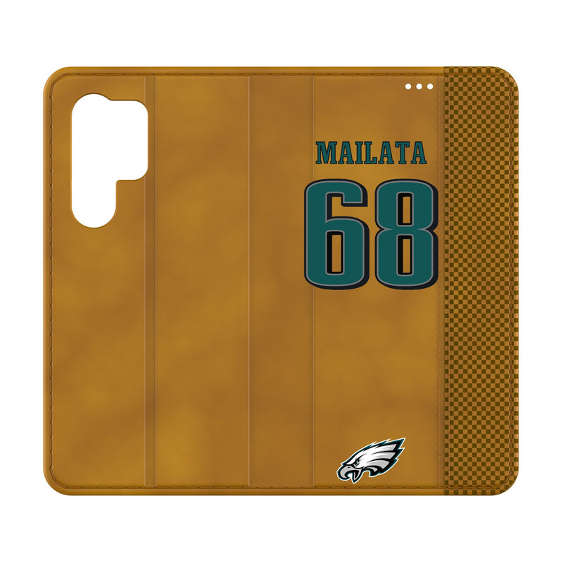 Jordan Mailata Philadelphia Eagles 68 Game Tactic Galaxy Folio Phone Case for Samsung Galaxy