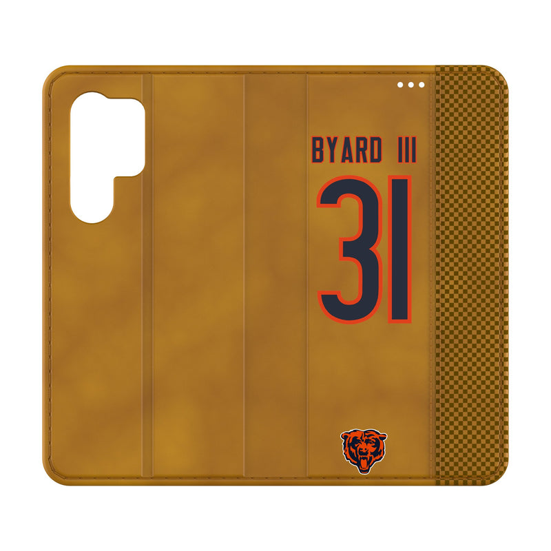 Kevin Byard III Chicago Bears 31 Game Tactic Galaxy Folio Phone Case for Samsung Galaxy