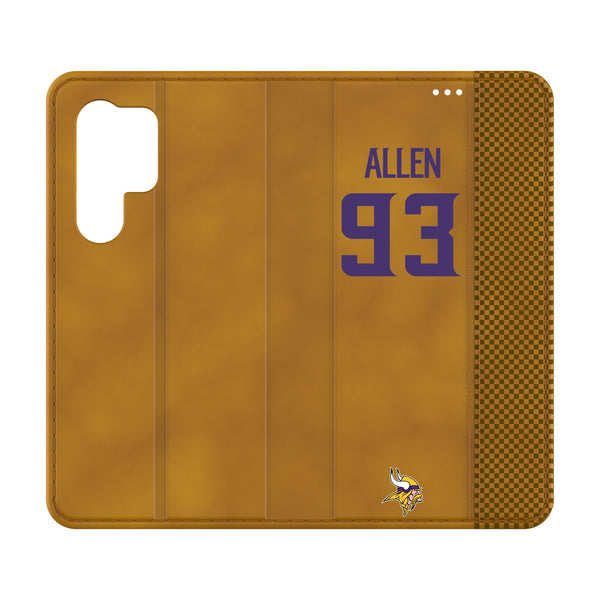 Jonathan Allen Minnesota Vikings 93 Game Tactic Galaxy Folio Phone Case for Samsung Galaxy