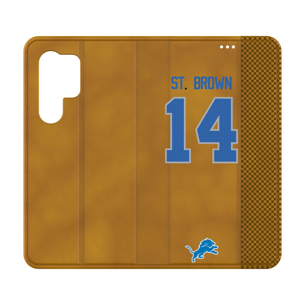 Amon-Ra St. Brown Detroit Lions 14 Ready Galaxy Folio Phone Case