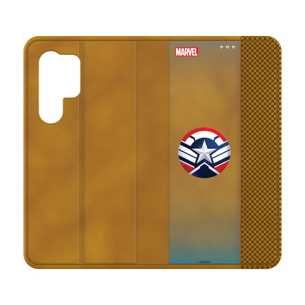 Marvel Avengers Sam Wilson Captain America Grid Galaxy Folio Phone Case for Samsung Galaxy