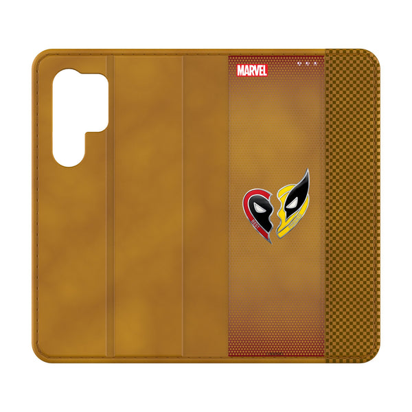 Marvel Deadpool Wolverine Grid Galaxy Folio Phone Case for Samsung Galaxy
