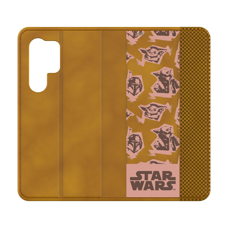Star Wars: The Mandalorian Grogu Pattern Galaxy Folio Phone Case for Samsung Galaxy