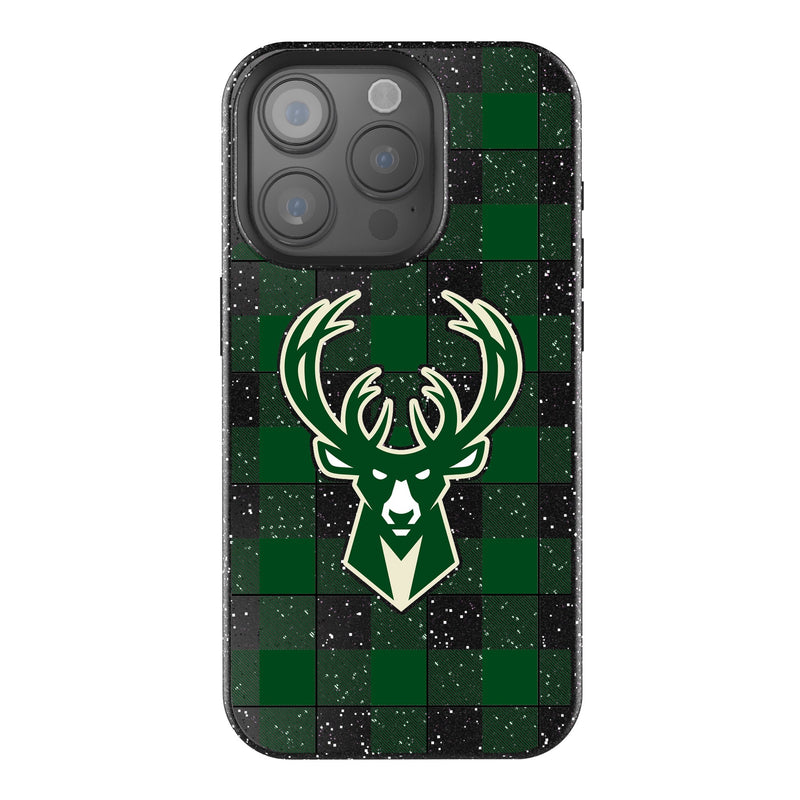 Milwaukee Bucks Plaid iPhone Bling Phone Case