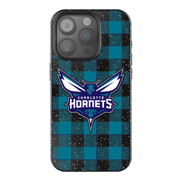 Charlotte Hornets Plaid iPhone Bling Phone Case