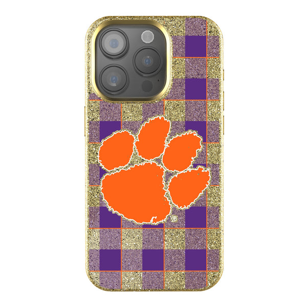 Clemson University Tigers Plaid iPhone Bling Phone Case