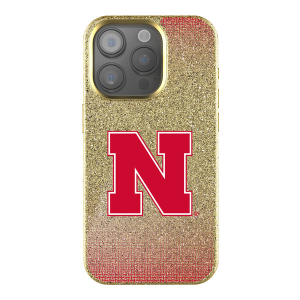 University of Nebraska Huskers Block N Linen iPhone Bling Phone Case for Apple iPhone