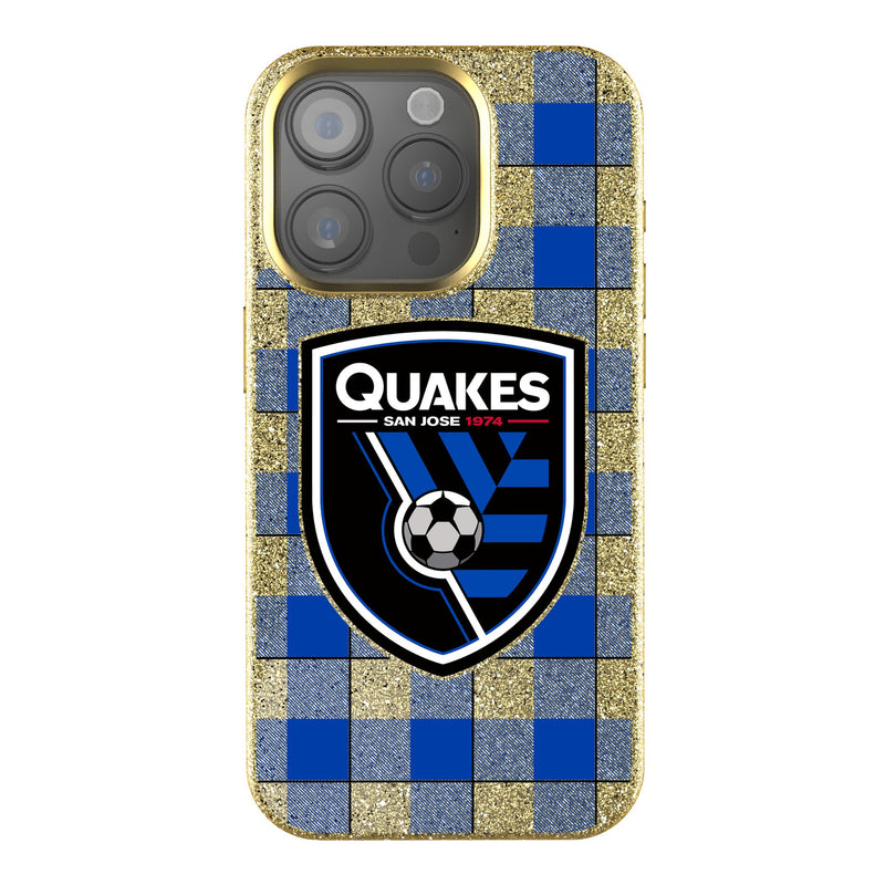 San Jose Earthquakes   Plaid iPhone Bling Phone Case