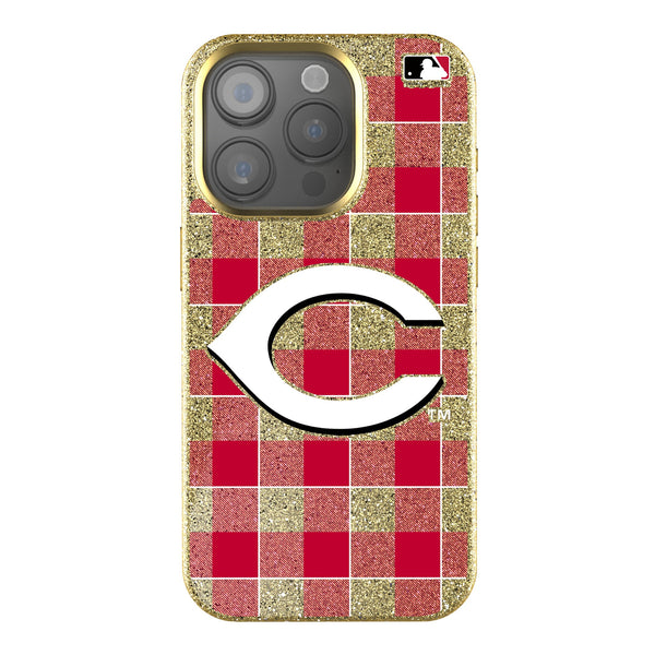 Cincinnati Reds Plaid iPhone Bling Phone Case